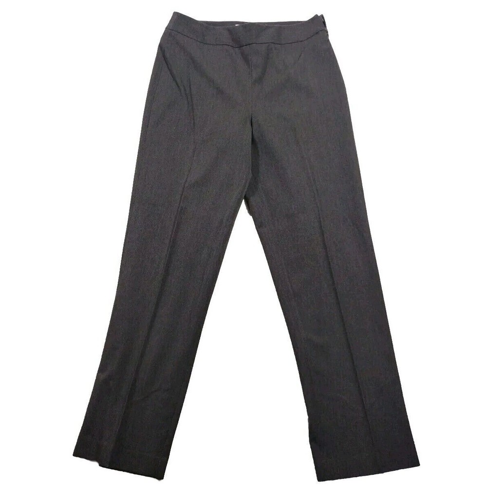 Trousers Dress Pants Stretch Wide Careers Grey Side Zipper Size 10 Talbots